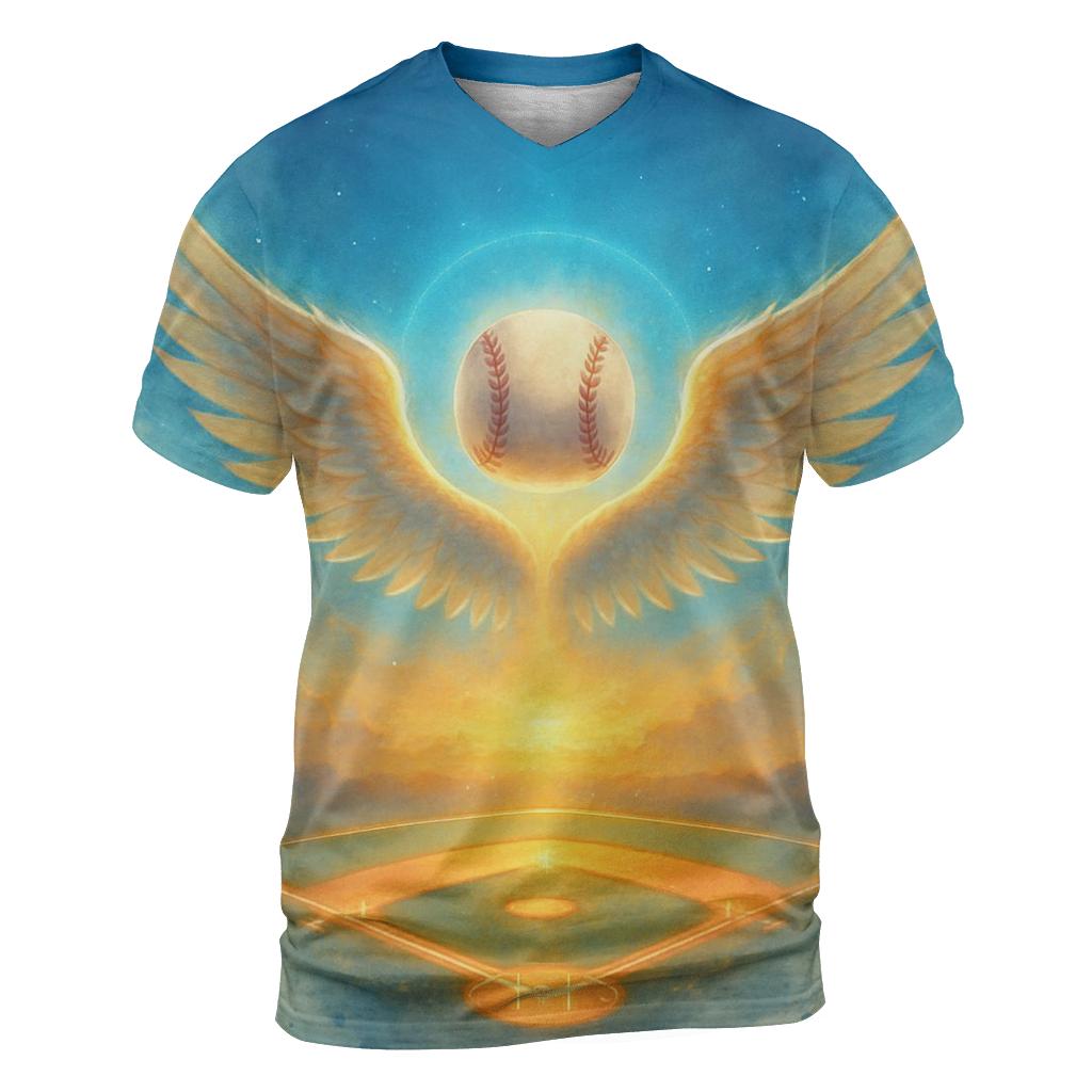 Sky Blue Winged Diamond artistic all-over print tops