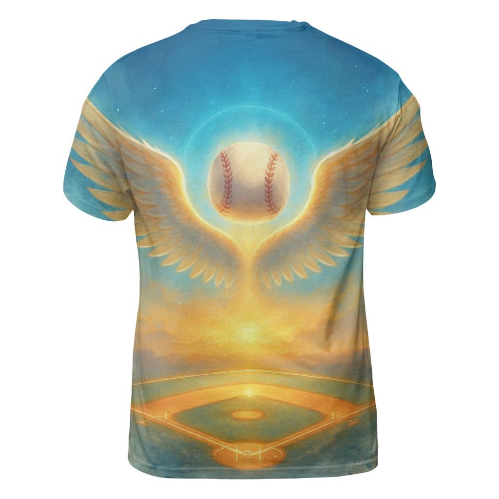 Sky Blue Winged Diamond artistic all-over print tops