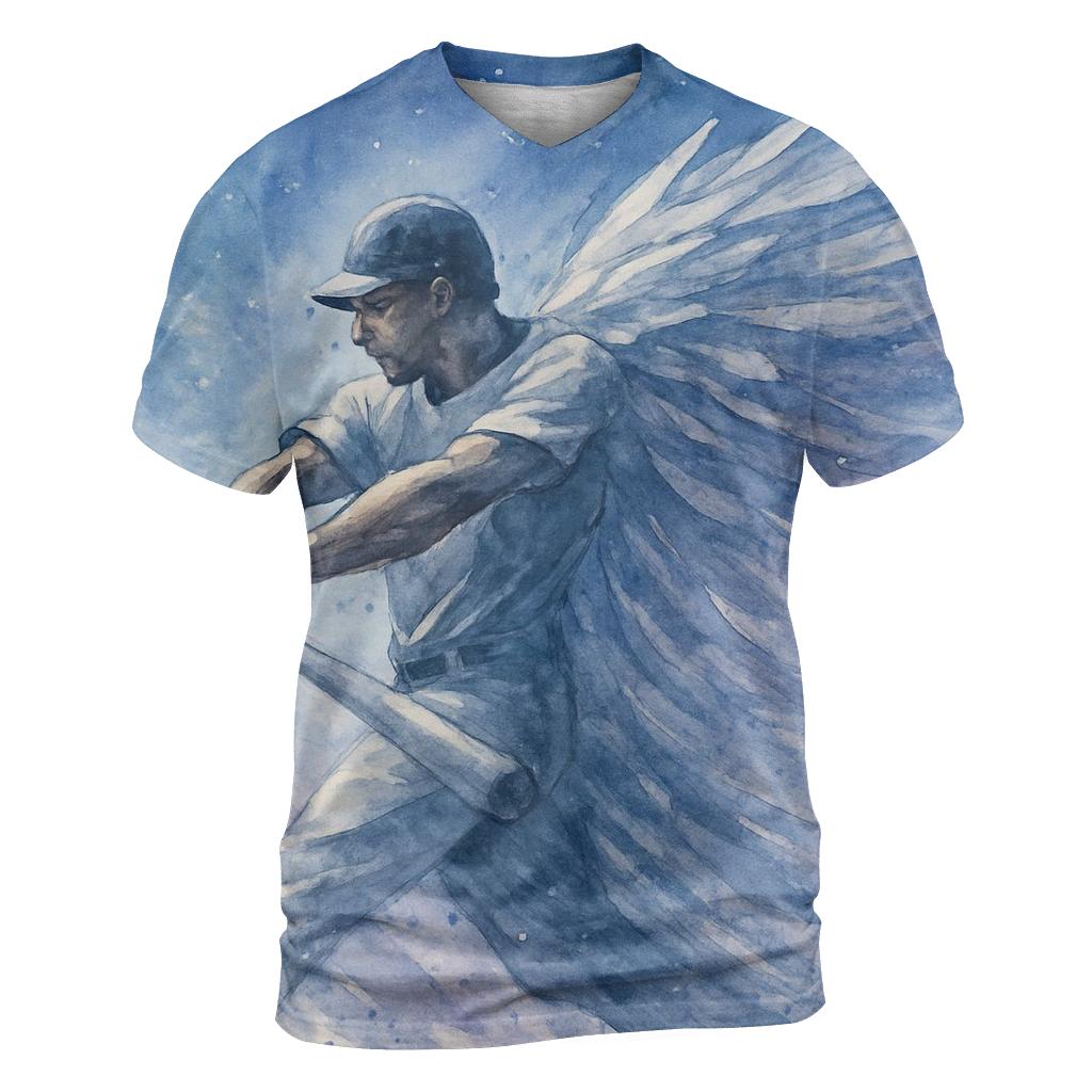 Blue Jays Feathered Batter Mid Swing vibrant all-over design tees