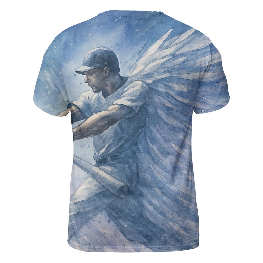 Blue Jays Feathered Batter Mid Swing vibrant all-over design tees