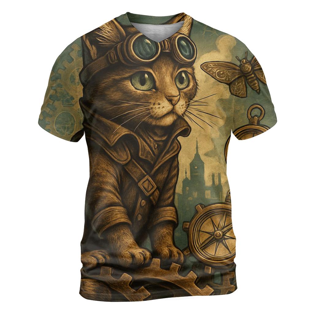 Clockwork Explorer Cat statement graphic shirts