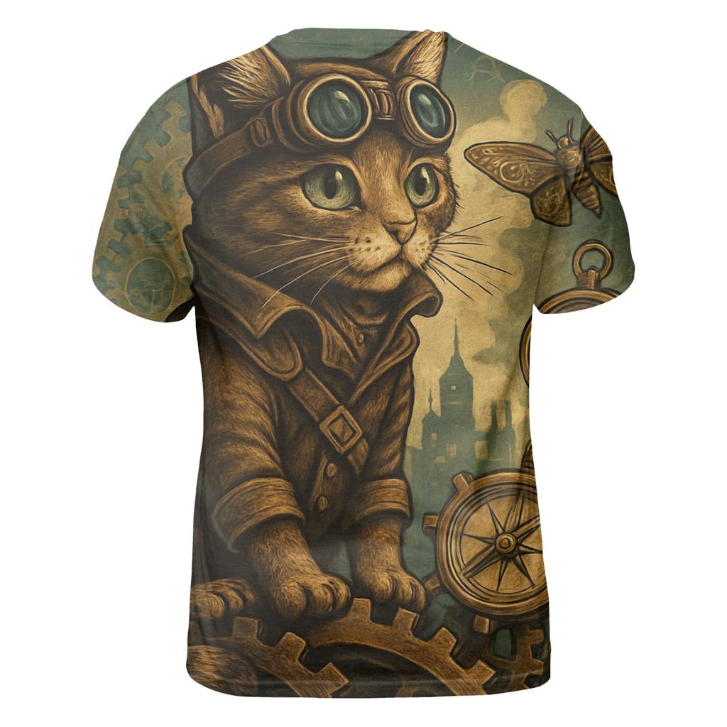 Clockwork Explorer Cat statement graphic shirts