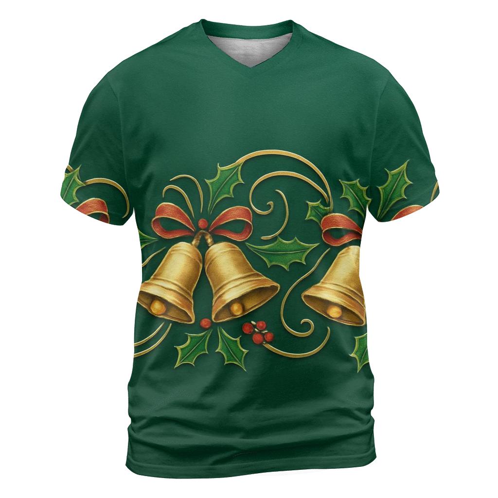 Gold Bell Wave On Emerald Background personalized full print shirts