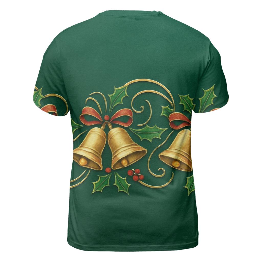 Gold Bell Wave On Emerald Background personalized full print shirts