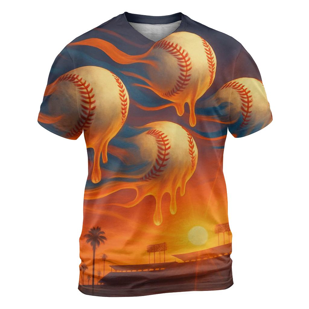 Sunset Seams vibrant all-over design tees
