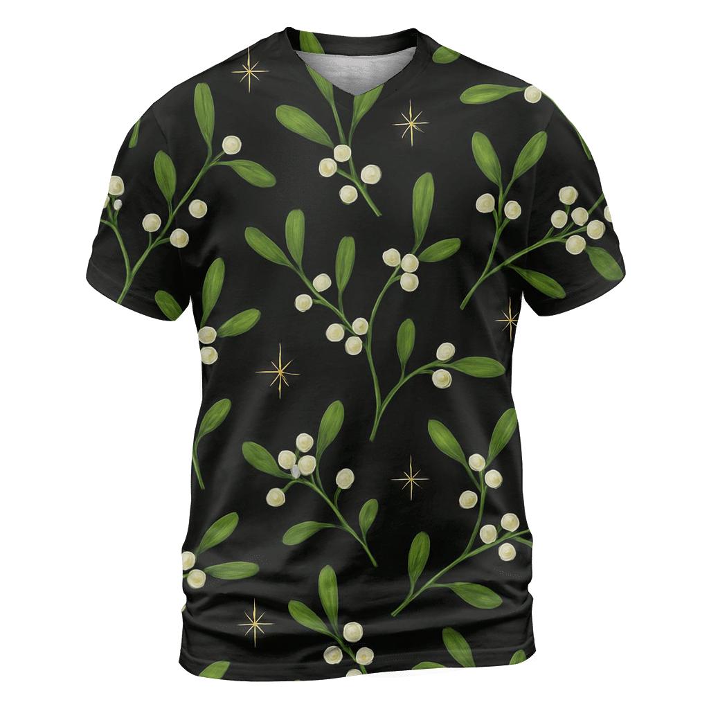 Mistletoe Rhythm Scatter On Black Background designer pattern shirts