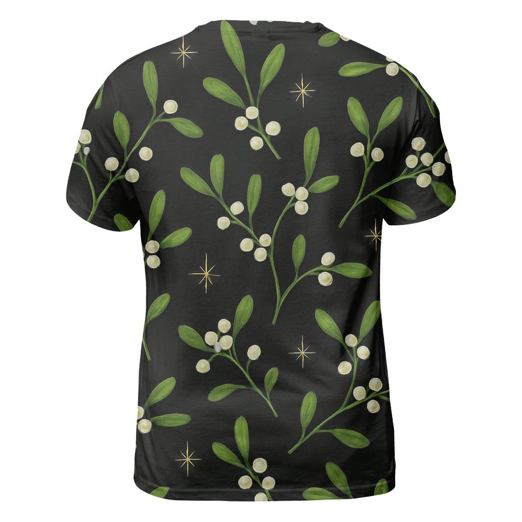 Mistletoe Rhythm Scatter On Black Background designer pattern shirts