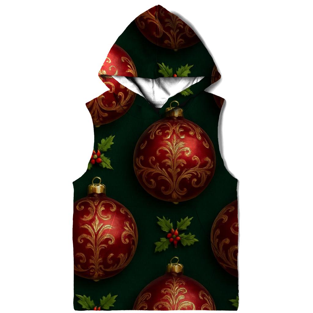 Crimson Ornament Grid On Dark Green Background hoodie designs