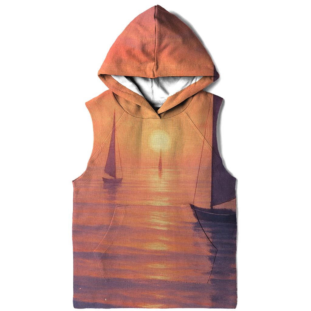 Crimson Harbor Dusk printed hoodies