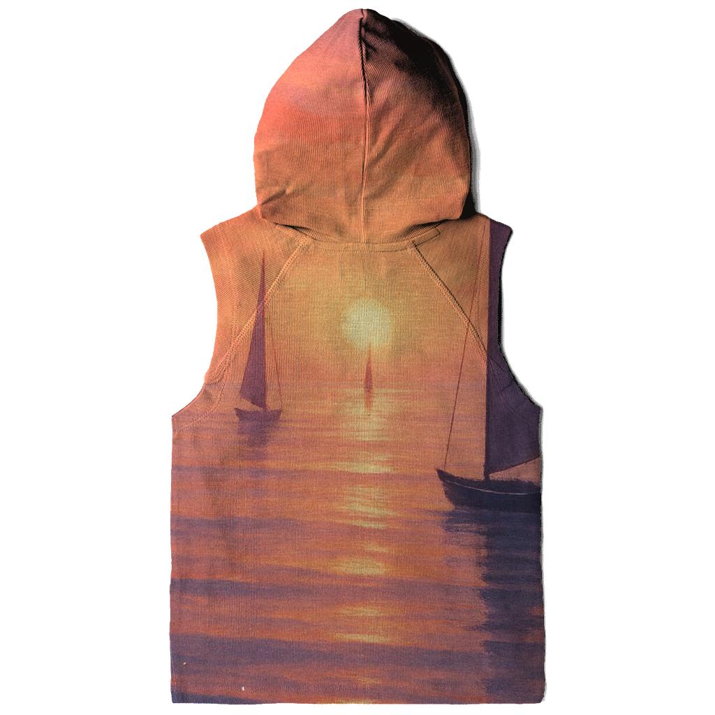 Crimson Harbor Dusk printed hoodies