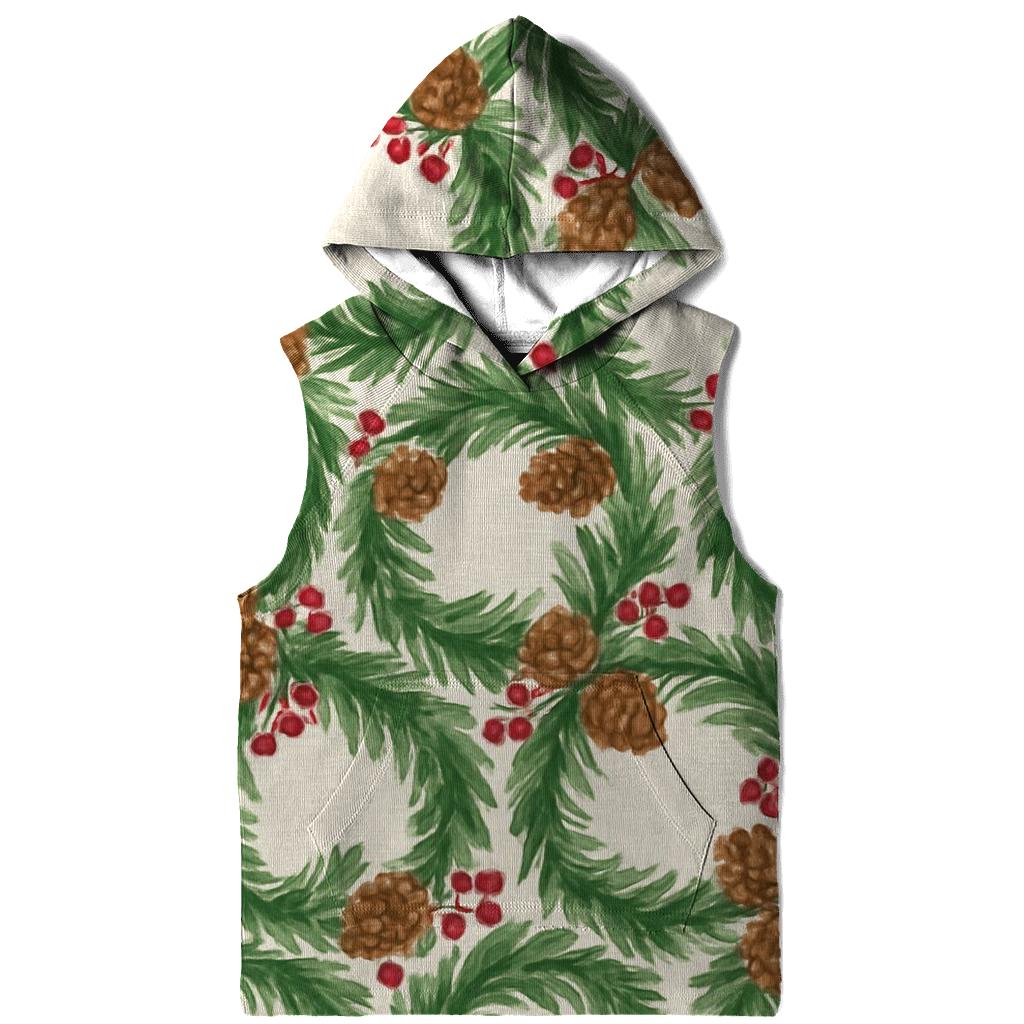 Evergreen Wreath Tessellation On Ivory Background hoodies fashion