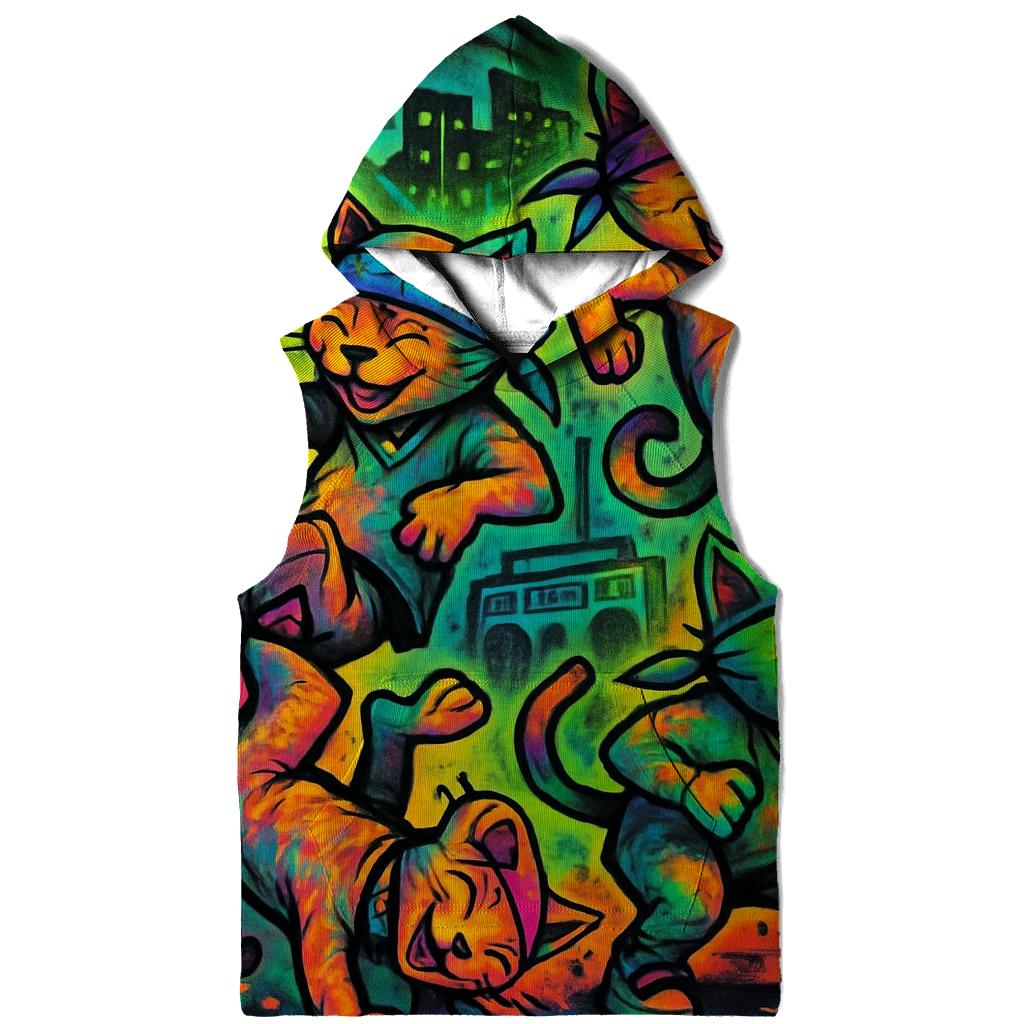 Graffiti Block Party Cats lightweight hoodies