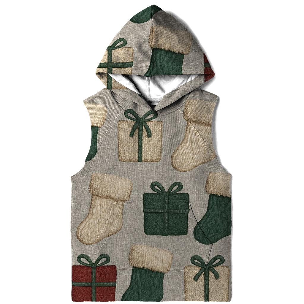 Christmas Stocking Alternating Motif On Light Gray Background graphic hoodies