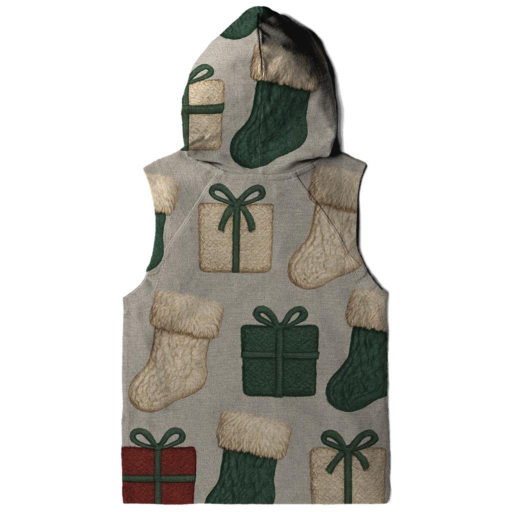 Christmas Stocking Alternating Motif On Light Gray Background graphic hoodies