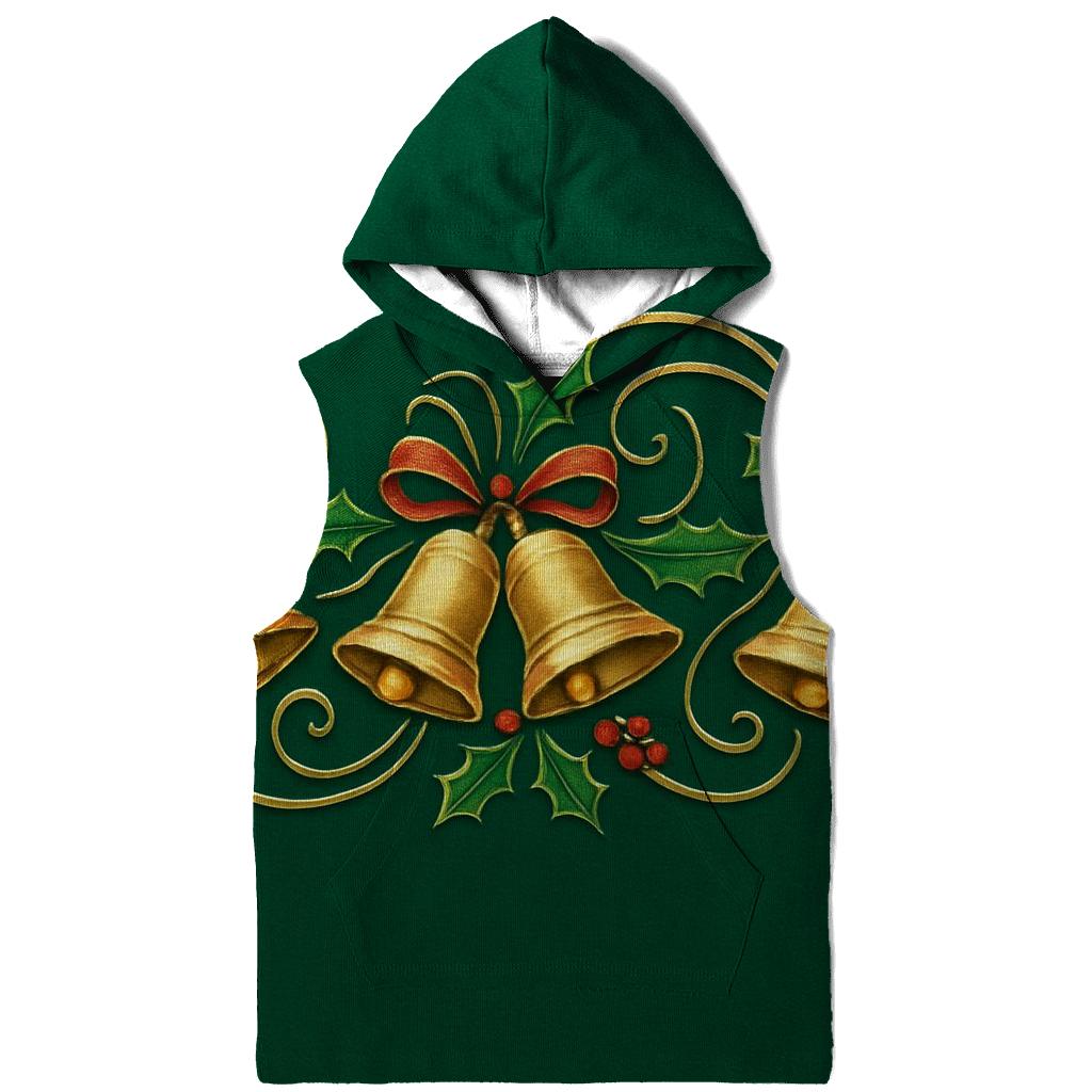 Gold Bell Wave On Emerald Background premium hoodies