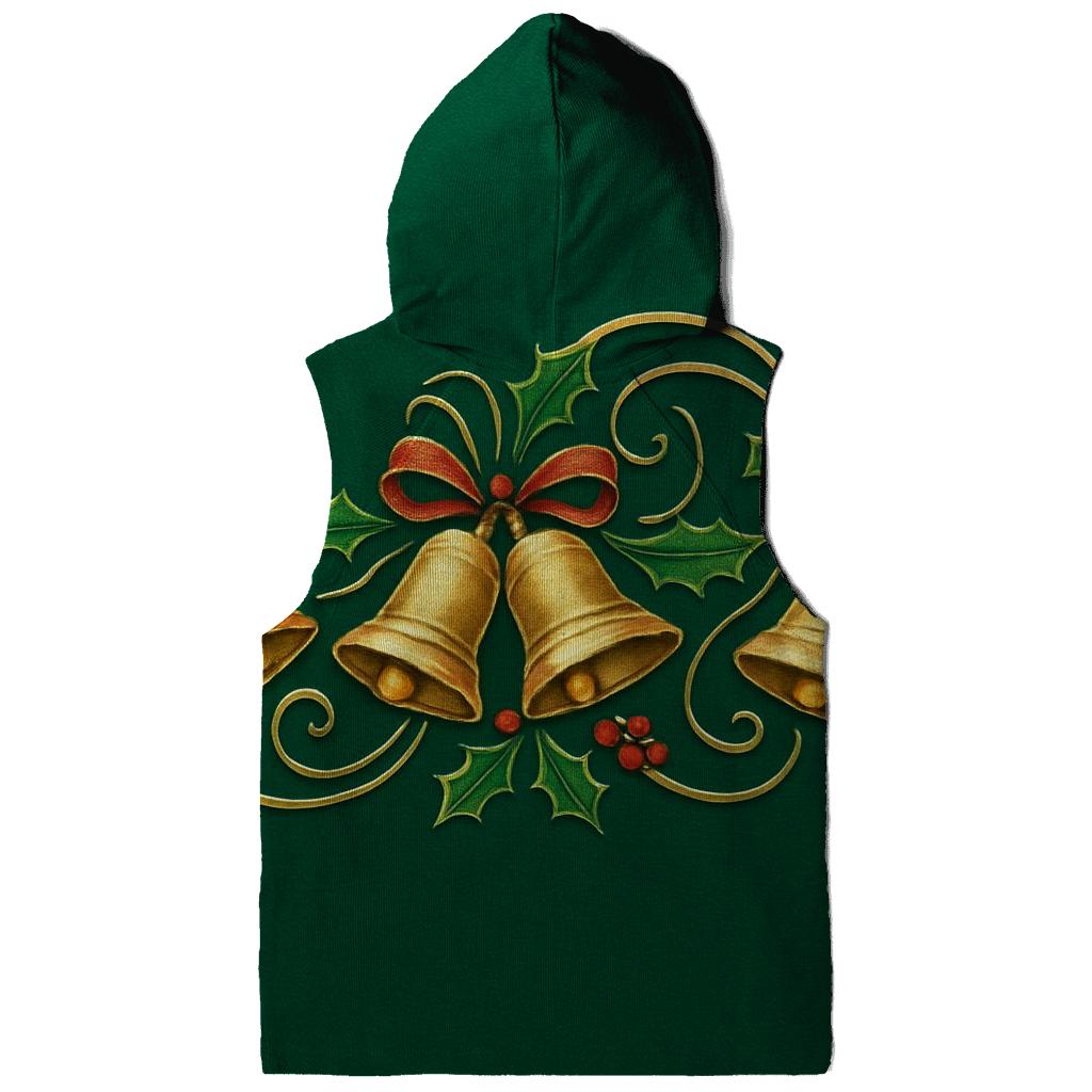 Gold Bell Wave On Emerald Background premium hoodies
