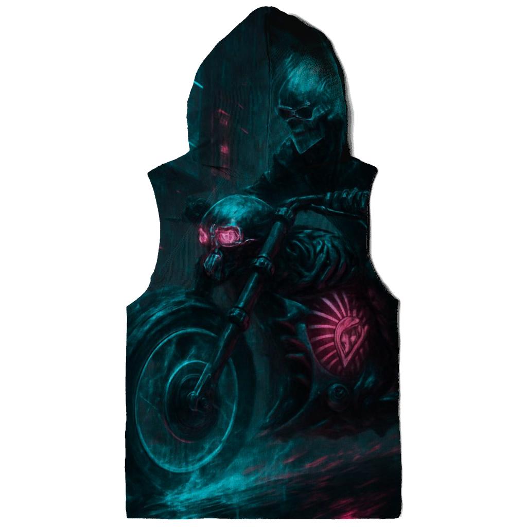 Spectral Rider Through Neon Ruins pullover hoodies