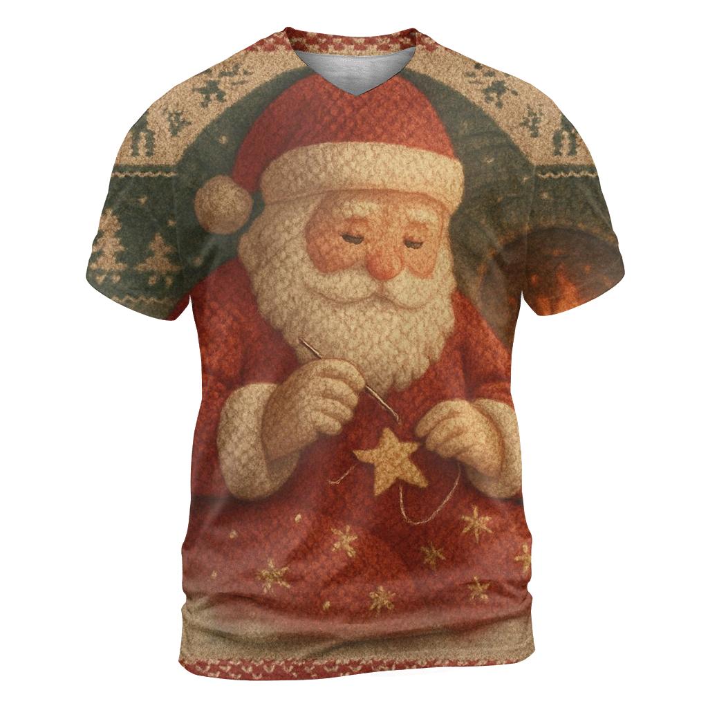 Patchwork Knitted Santa statement graphic shirts