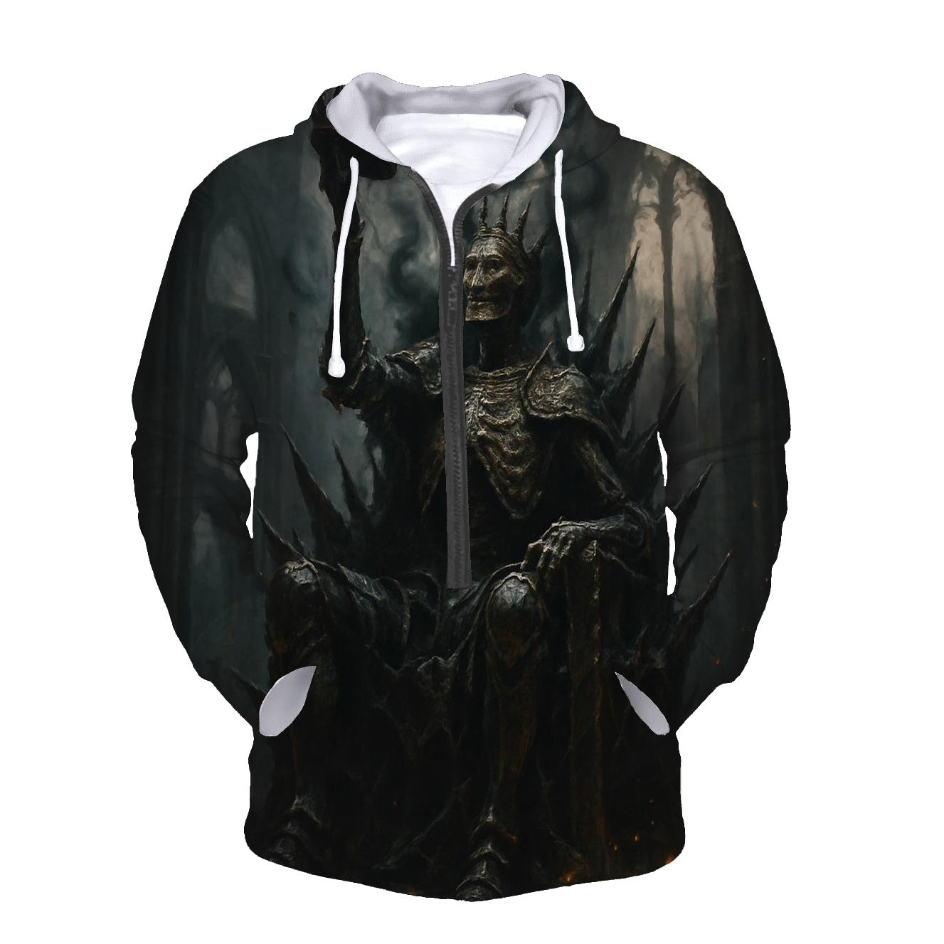 Ashen Throne Of The Skeleton King embroidered hoodies