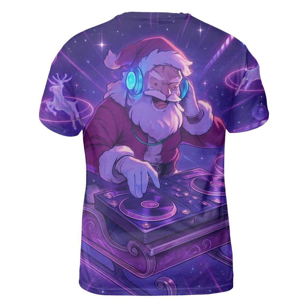 Galactic DJ Santa artistic all-over print tops