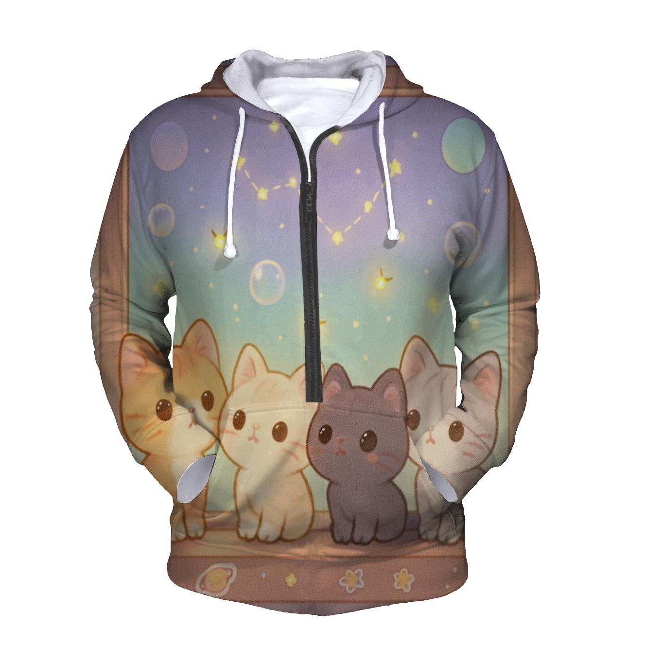 Stargazer Window Kittens graphic hoodies