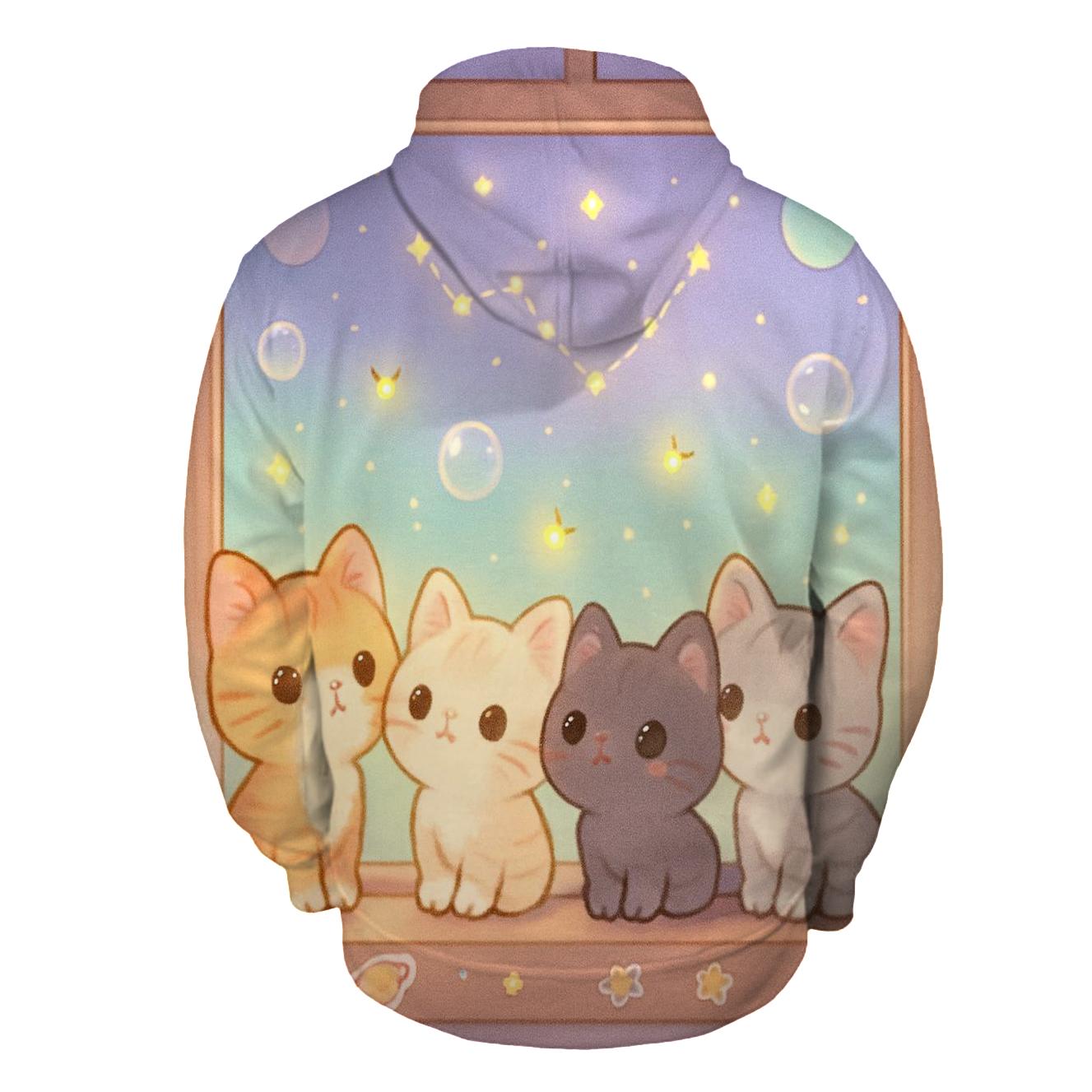 Stargazer Window Kittens graphic hoodies