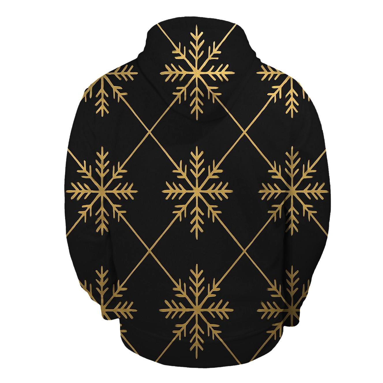 Gold Snowflake Lattice On Black Background heavyweight hoodies