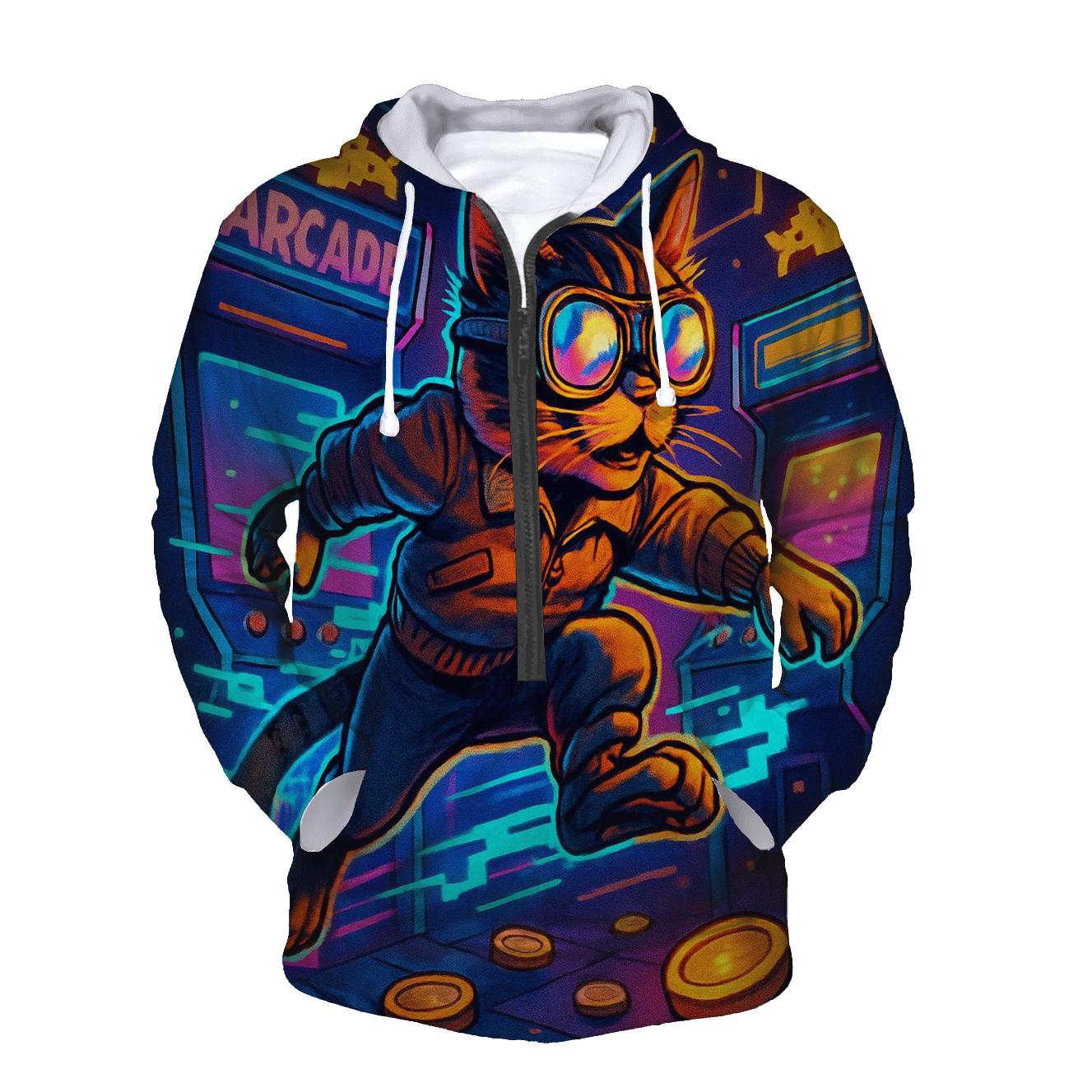 Retro Arcade Alley Cat premium hoodies