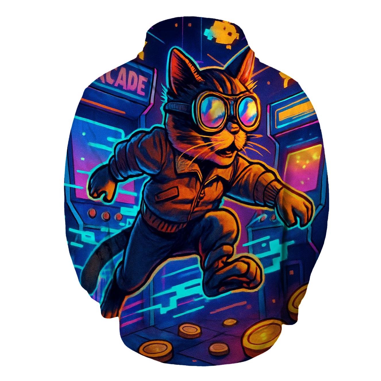 Retro Arcade Alley Cat premium hoodies