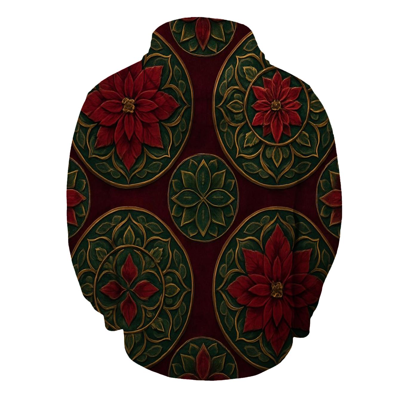Poinsettia Concentric Array On Burgundy Background hoodie designs