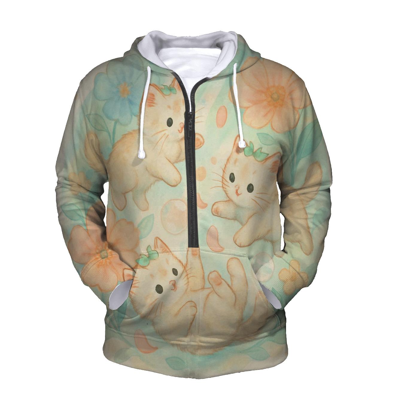 Botanical Dream Kittens printed hoodies