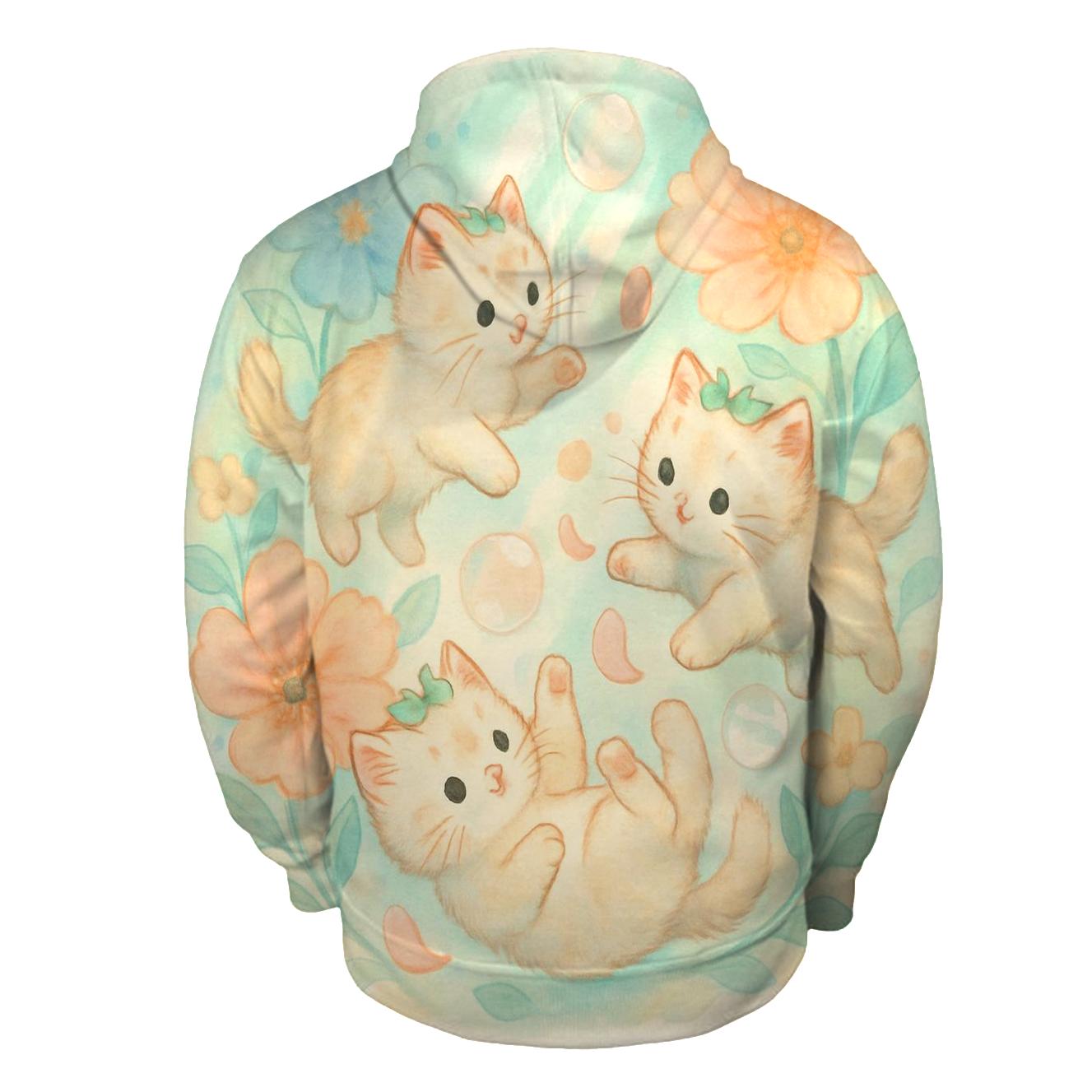 Botanical Dream Kittens printed hoodies