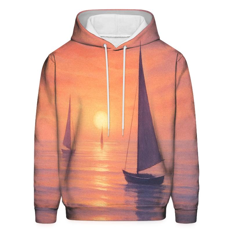 Crimson Harbor Dusk premium hoodies