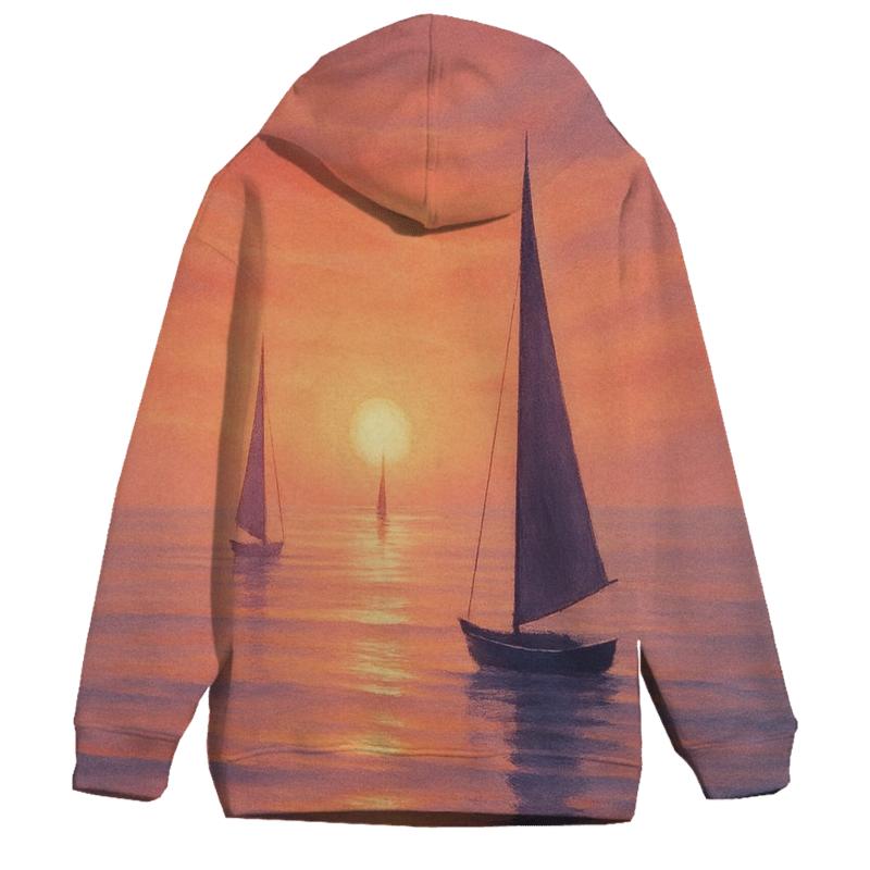 Crimson Harbor Dusk premium hoodies