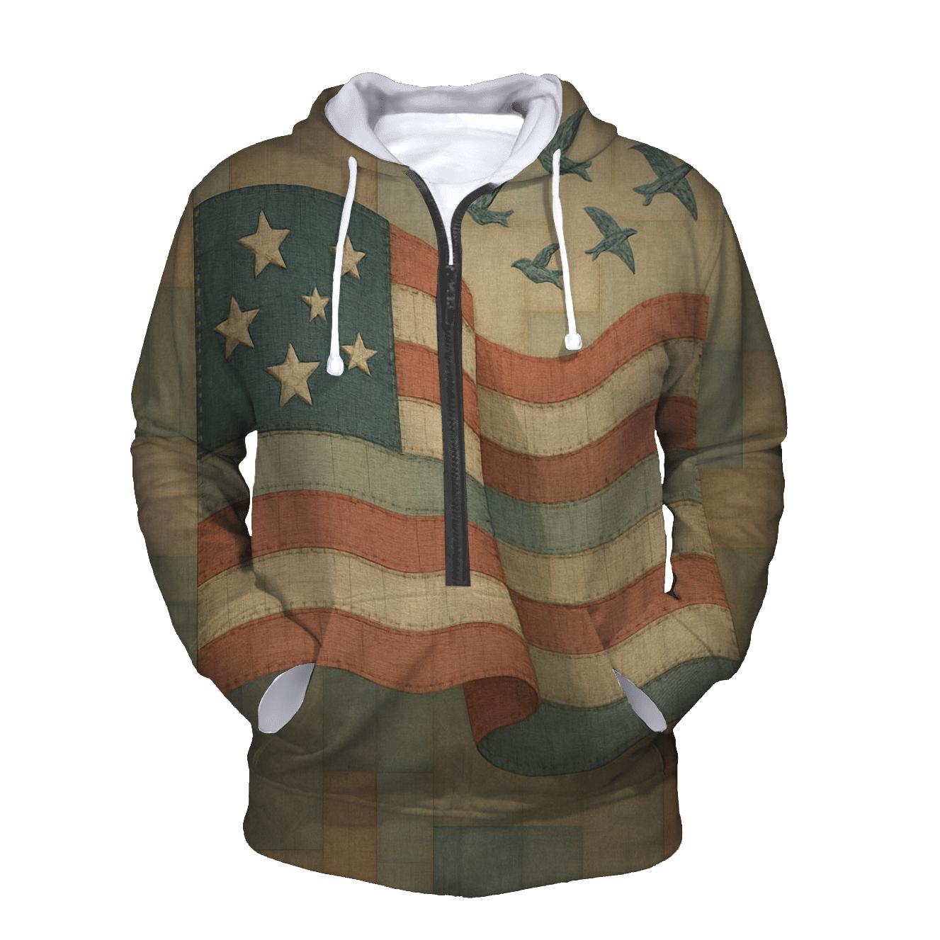 Abstract Patchwork Republic pullover hoodies