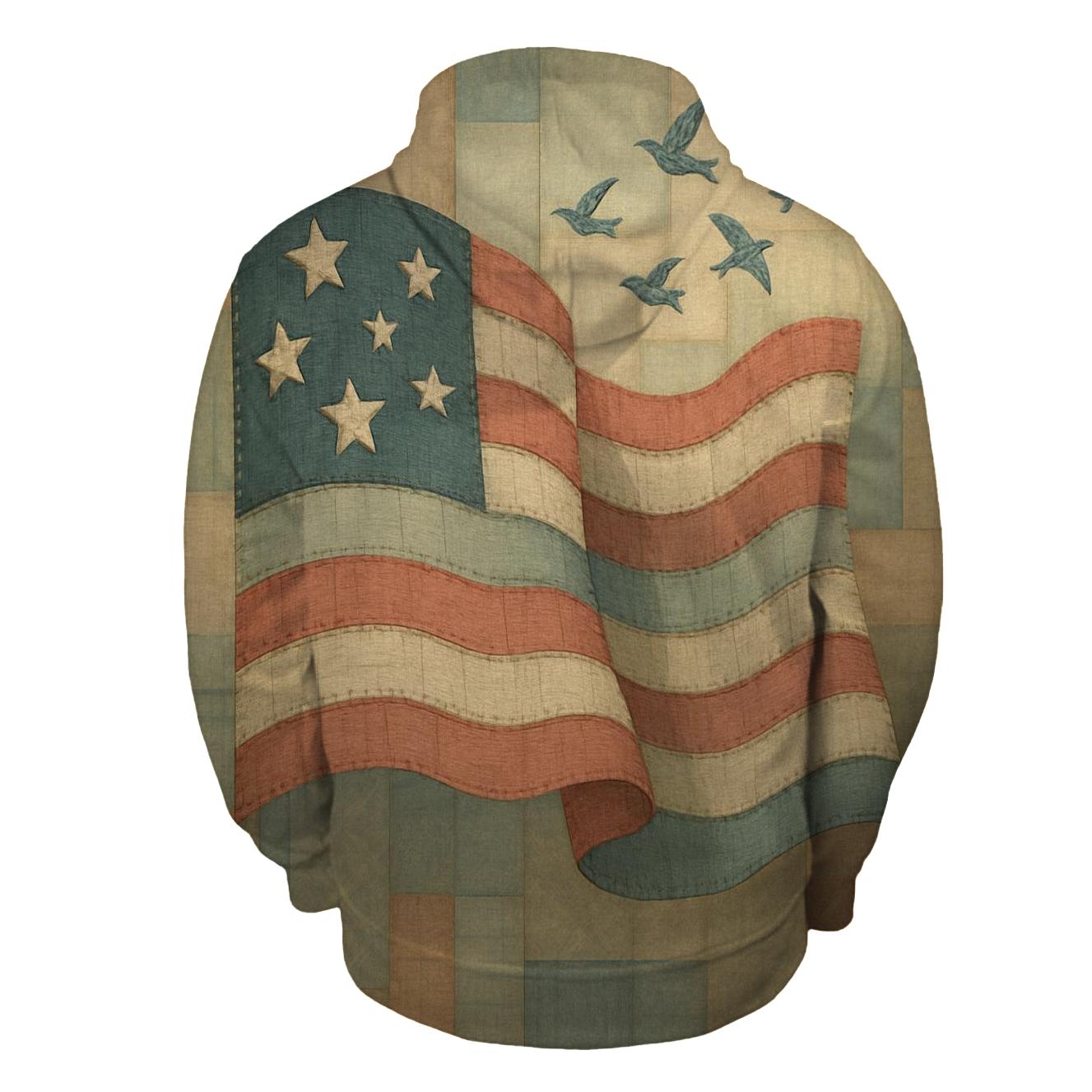 Abstract Patchwork Republic pullover hoodies