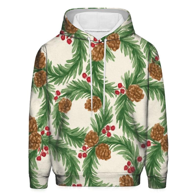 Evergreen Wreath Tessellation On Ivory Background hoodies fashion