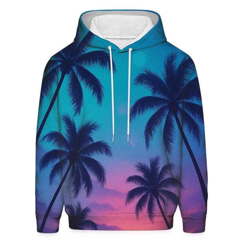 Aurora Palms At Twilight embroidered hoodies
