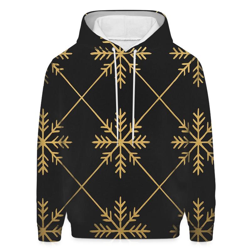 Gold Snowflake Lattice On Black Background zip-up hoodies