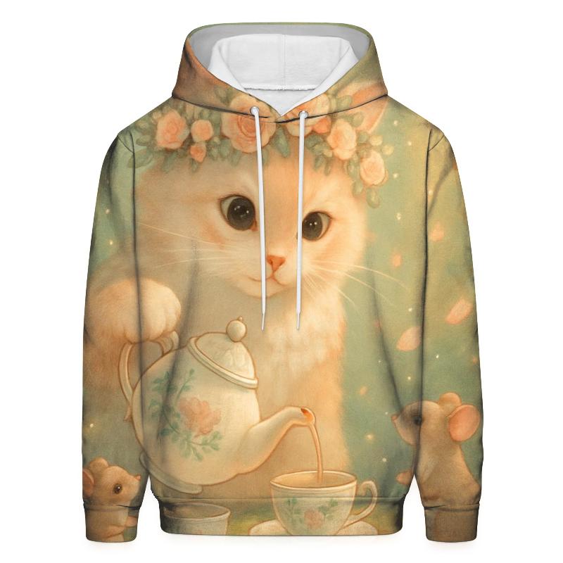 Tea Party Flower Crown Cat graphic hoodies
