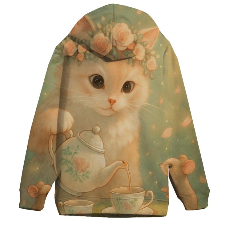 Tea Party Flower Crown Cat graphic hoodies