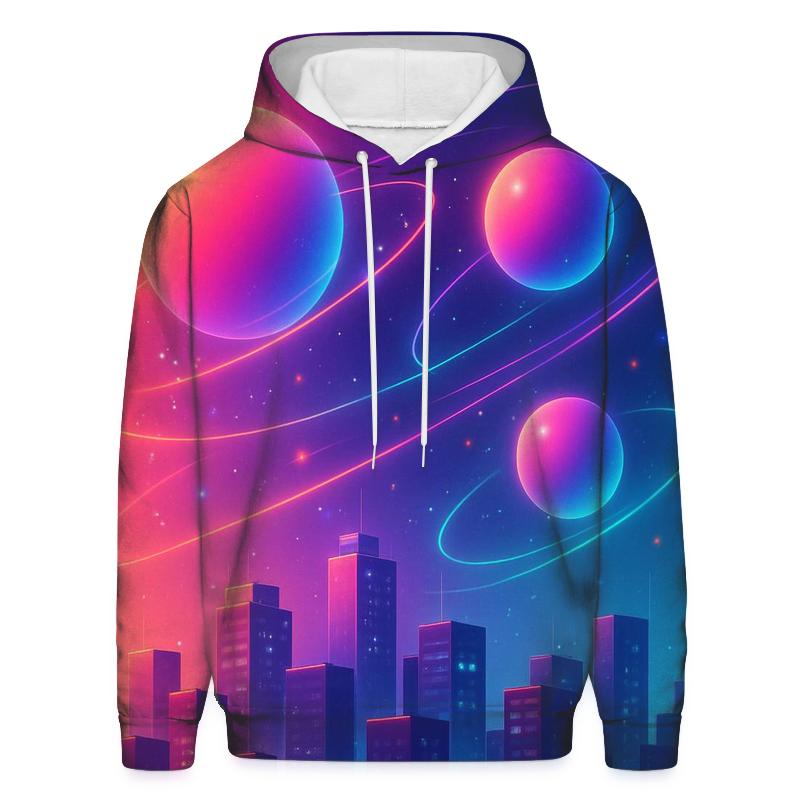 Coral Neon Orbit pullover hoodies