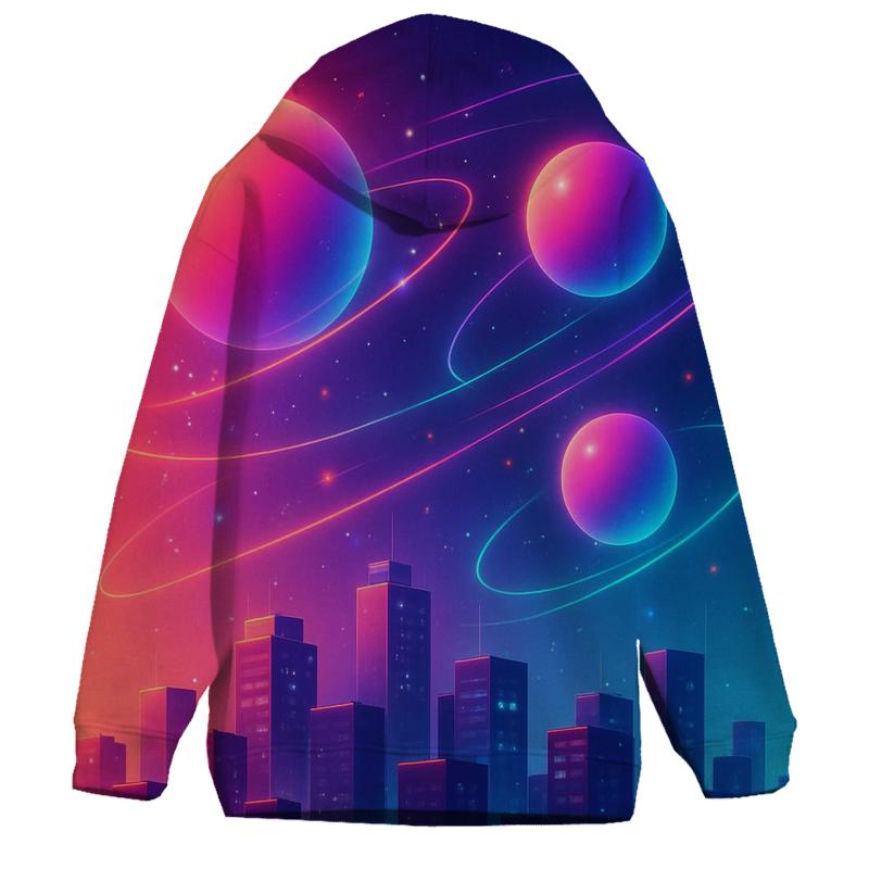 Coral Neon Orbit pullover hoodies