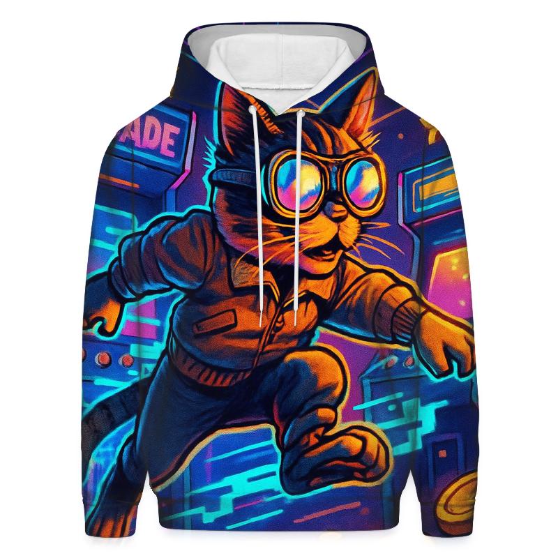 Retro Arcade Alley Cat designer hoodies