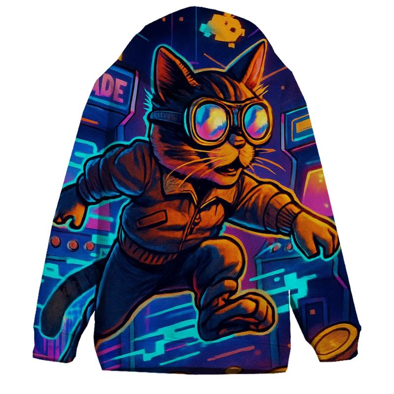 Retro Arcade Alley Cat designer hoodies