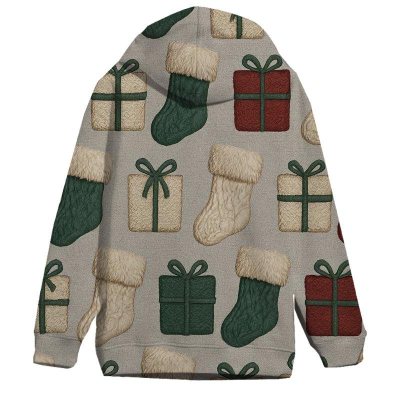 Christmas Stocking Alternating Motif On Light Gray Background pullover hoodies