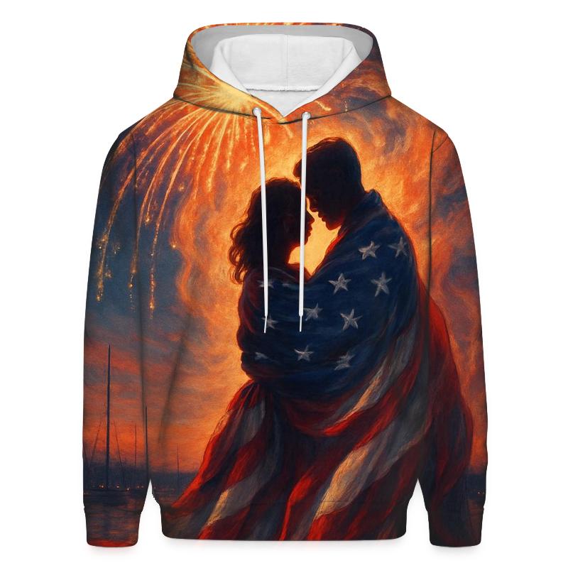 Firework Flag Embrace graphic hoodies
