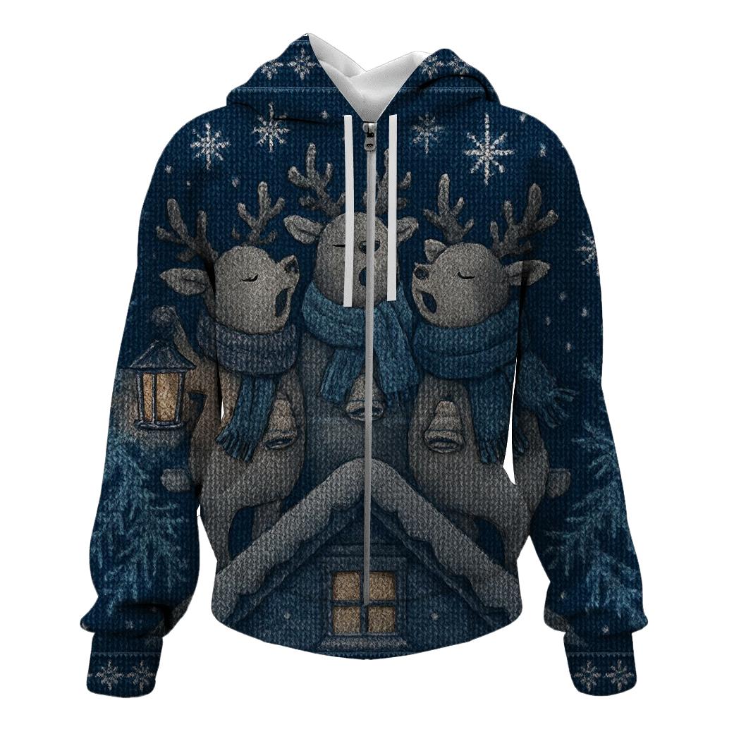 Starlit Reindeer Carolers hoodie designs