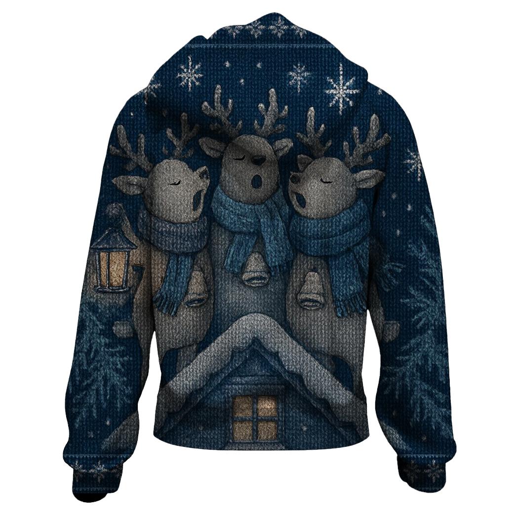 Starlit Reindeer Carolers hoodie designs