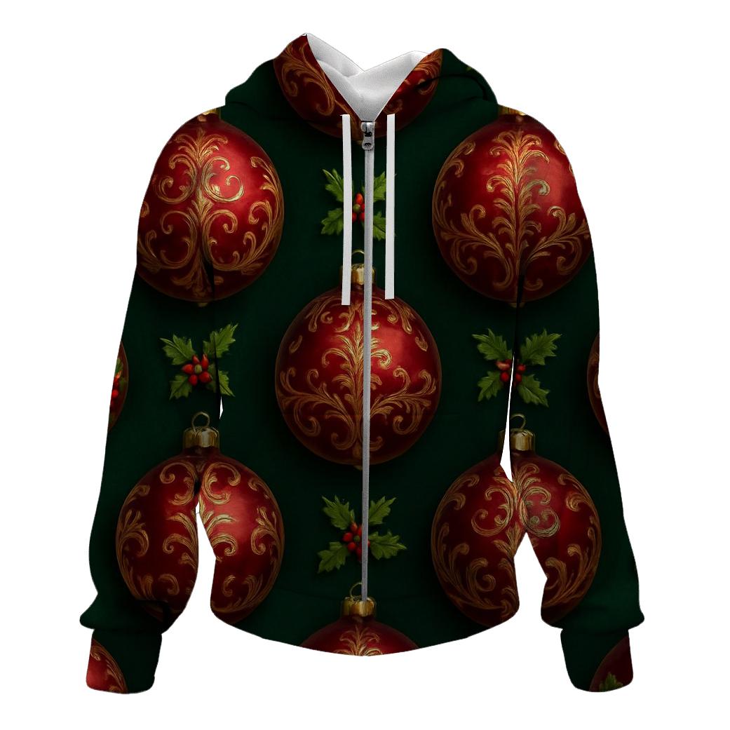 Crimson Ornament Grid On Dark Green Background hoodie trends